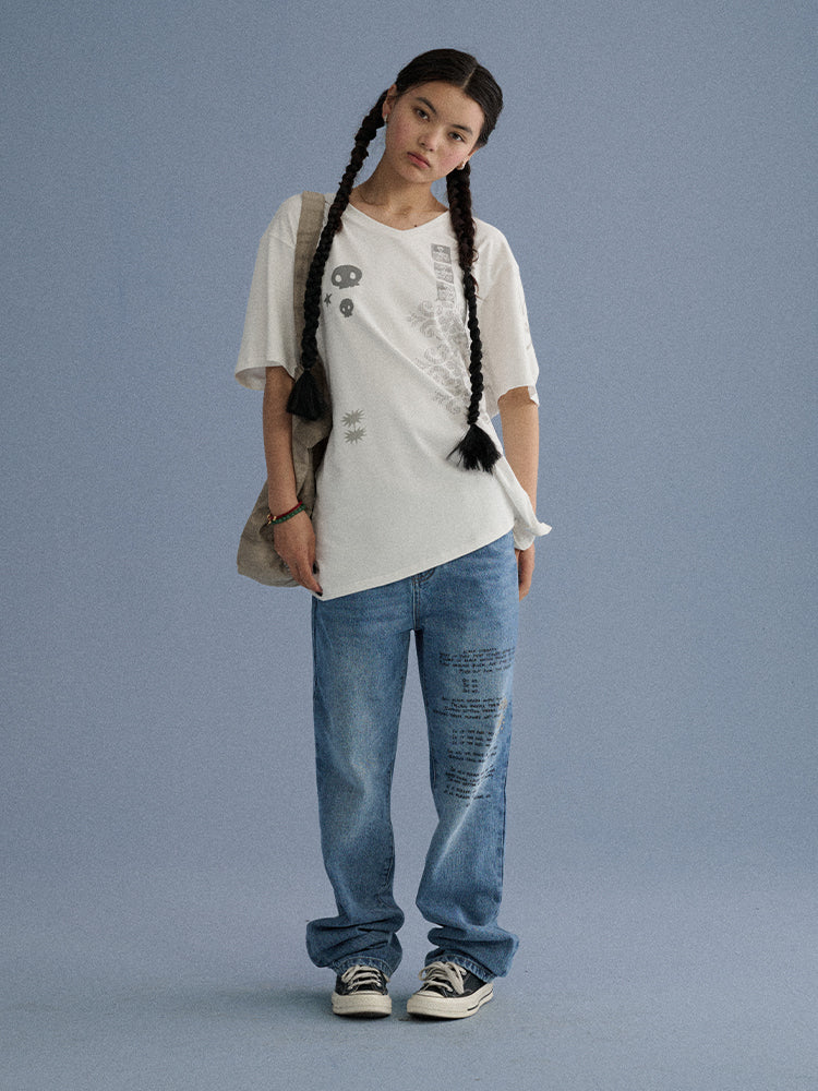Manuscript V-Neck T-Shirt