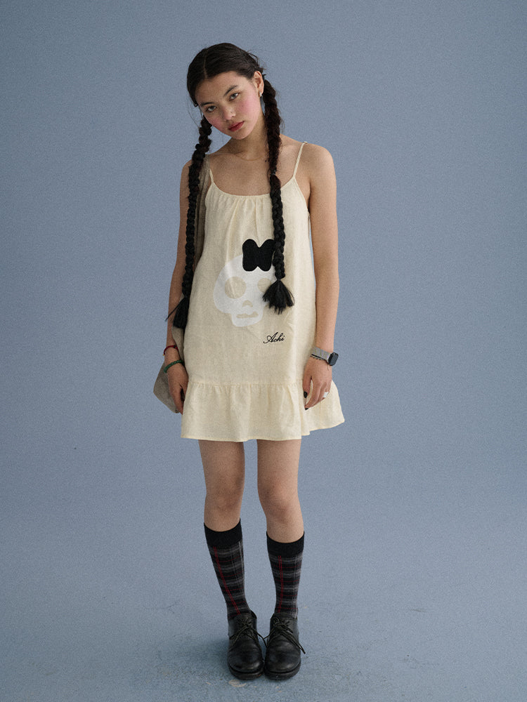 Linen Lace Slip Dress