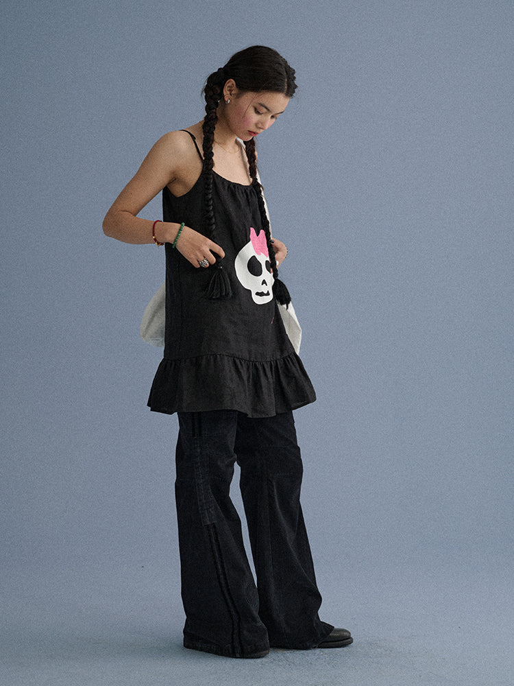 Linen Lace Slip Dress
