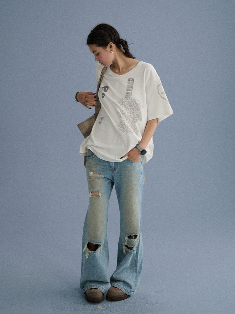 Manuscript V-Neck T-Shirt