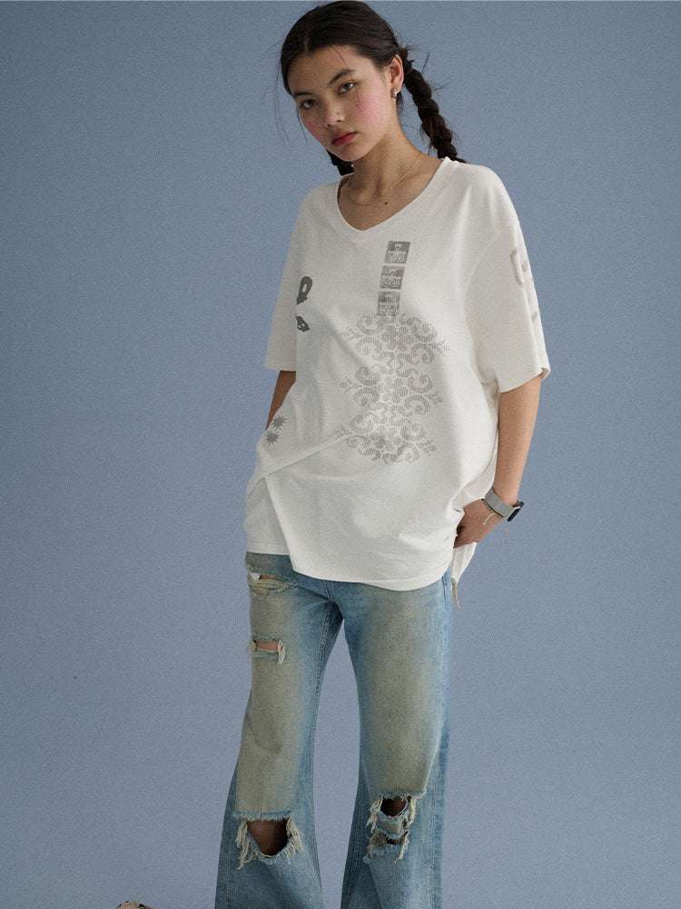 Manuscript V-Neck T-Shirt